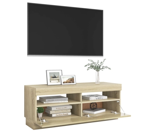 Mueble de TV con luces LED roble Sonoma 100x35x40 cm