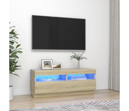 Mueble de TV con luces LED roble Sonoma 100x35x40 cm