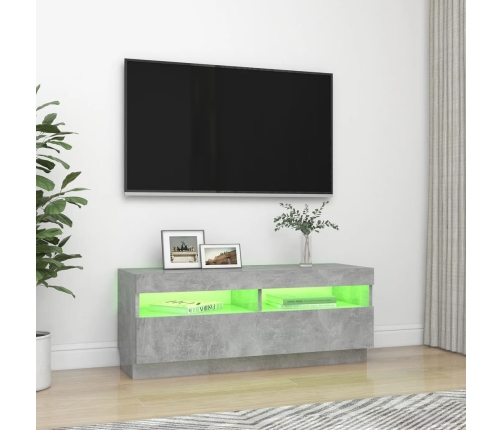 vidaXL Mueble de TV con luces LED gris hormigón 100x35x40 cm