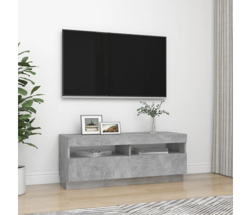 vidaXL Mueble de TV con luces LED gris hormigón 100x35x40 cm