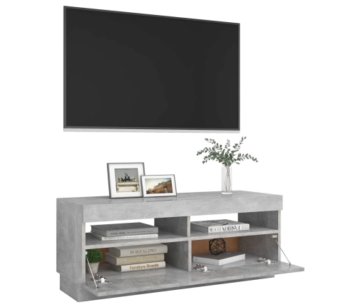 vidaXL Mueble de TV con luces LED gris hormigón 100x35x40 cm