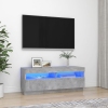 Mueble de TV con luces LED gris hormigón 100x35x40 cm