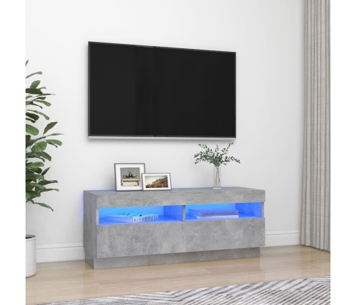 vidaXL Mueble de TV con luces LED gris hormigón 100x35x40 cm