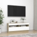 Mueble de TV con luces LED blanco y roble Sonoma 100x35x40 cm