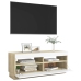 Mueble de TV con luces LED blanco y roble Sonoma 100x35x40 cm