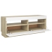 Mueble de TV con luces LED blanco y roble Sonoma 100x35x40 cm