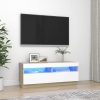 Mueble de TV con luces LED blanco y roble Sonoma 100x35x40 cm