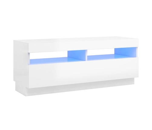 vidaXL Mueble de TV con luces LED blanco brillante 100x35x40 cm