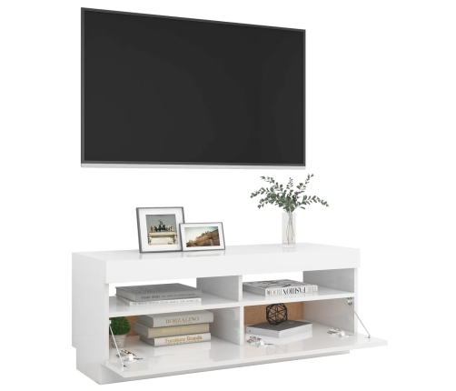 vidaXL Mueble de TV con luces LED blanco brillante 100x35x40 cm