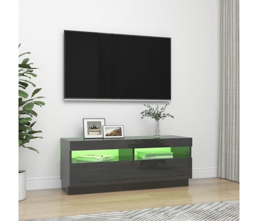 Mueble para TV con luces LED gris brillante 100x35x40 cm