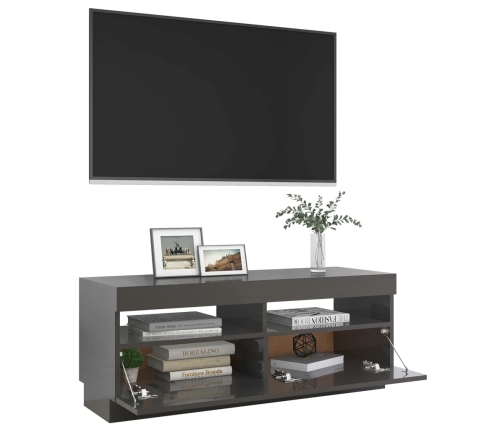 Mueble para TV con luces LED gris brillante 100x35x40 cm