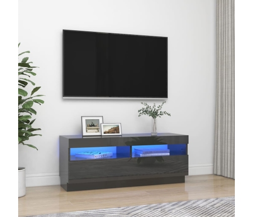 Mueble para TV con luces LED gris brillante 100x35x40 cm