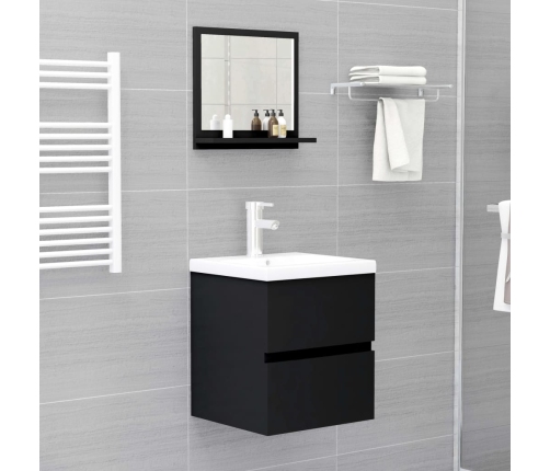 Espejo de baño madera contrachapada negro 40x10,5x37 cm