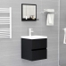 Espejo de baño madera contrachapada negro 40x10,5x37 cm