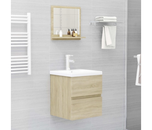 Espejo de baño madera contrachapada color roble 40x10,5x37 cm