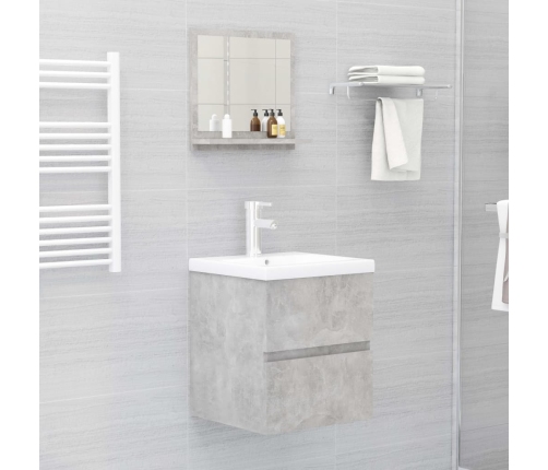 Espejo de baño madera contrachapada gris hormigón 40x10,5x37 cm