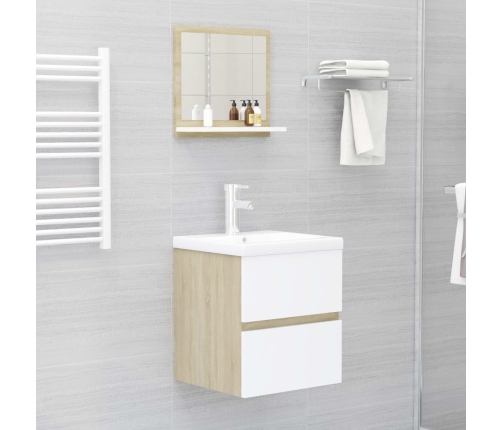 Espejo de baño madera contrachapada blanco roble 40x10,5x37 cm