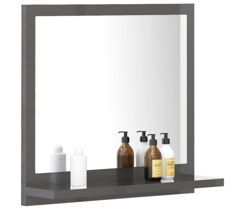 Espejo de baño madera contrachapada gris brillo 40x10,5x37 cm