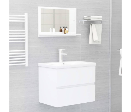 Espejo de baño madera contrachapada blanco 60x10,5x37 cm