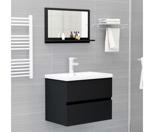 Espejo de baño madera contrachapada negro 60x10,5x37 cm