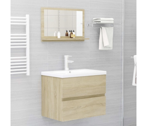 Espejo de baño madera contrachapada color roble 60x10,5x37 cm