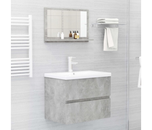 Espejo de baño madera contrachapada gris hormigón 60x10,5x37 cm