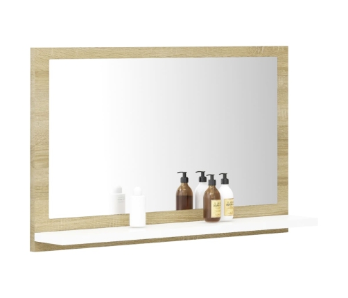 Espejo de baño madera contrachapada blanco roble 60x10,5x37 cm