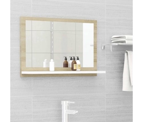 Espejo de baño madera contrachapada blanco roble 60x10,5x37 cm