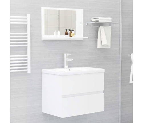 Espejo de baño madera contrachapada blanco brillo 60x10,5x37 cm