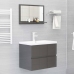 Espejo de baño madera contrachapada gris brillo 60x10,5x37 cm