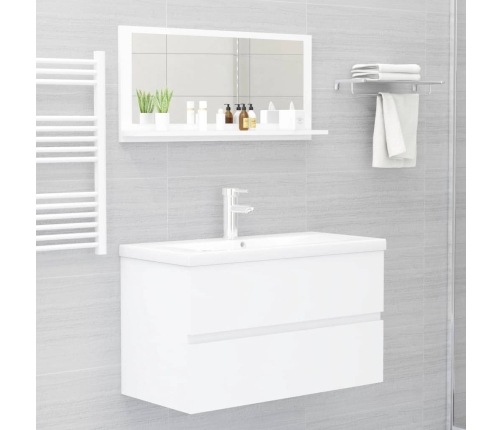 Espejo de baño madera contrachapada blanco 80x10,5x37 cm