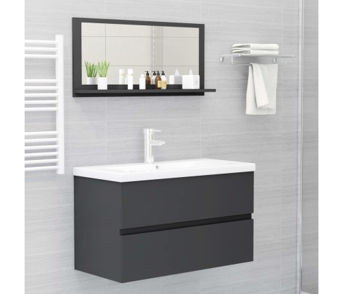 Espejo de baño madera contrachapada gris 80x10,5x37 cm