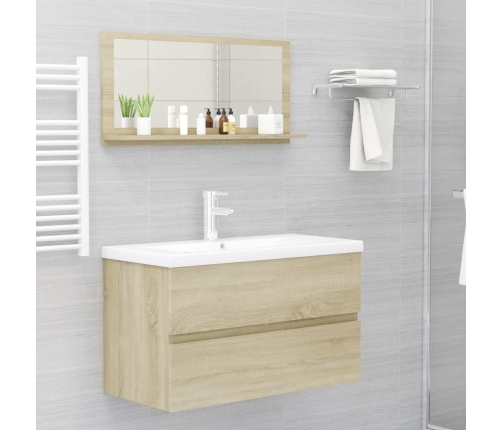 Espejo de baño madera contrachapada color roble 80x10,5x37 cm