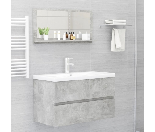 Espejo de baño madera contrachapada gris hormigón 80x10,5x37 cm