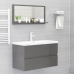 Espejo de baño madera contrachapada gris brillo 80x10,5x37 cm