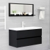 Espejo de baño madera contrachapada negro 90x10,5x37 cm