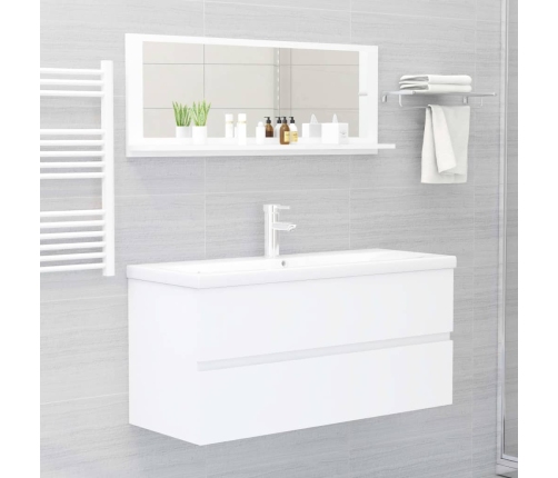 Espejo de baño madera contrachapada blanco 100x10,5x37 cm