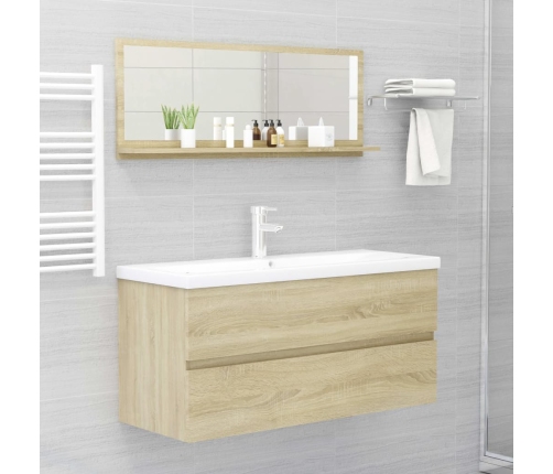 Espejo de baño madera contrachapada color roble 100x10,5x37 cm