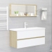 Espejo de baño madera contrachapada blanco roble 100x10,5x37 cm