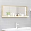 Espejo de baño madera contrachapada blanco roble 100x10,5x37 cm