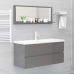 Espejo de baño madera contrachapada gris brillo 100x10,5x37 cm