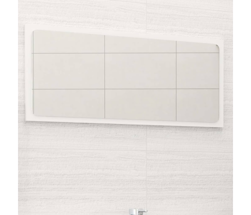 Espejo de baño madera contrachapada blanco brillo 80x1,5x37 cm