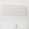 Espejo de baño madera contrachapada blanco brillo 100x1,5x37 cm