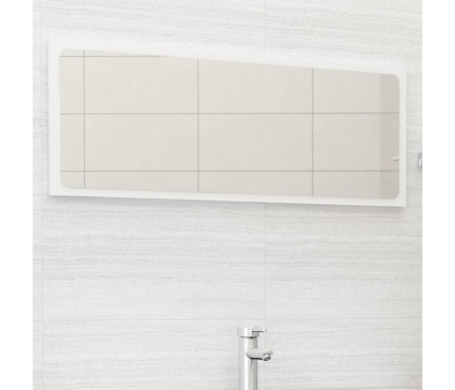 Espejo de baño madera contrachapada blanco brillo 100x1,5x37 cm