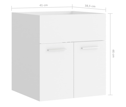 Armario para lavabo madera contrachapada blanco 41x38,5x46 cm