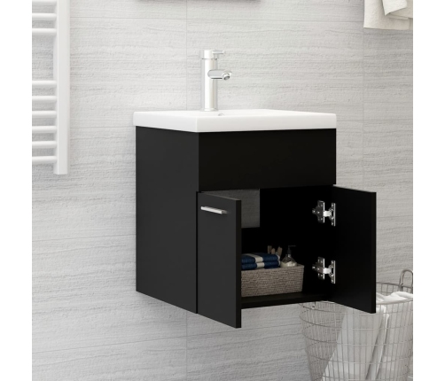 Armario para lavabo madera contrachapada negro 41x38,5x46 cm