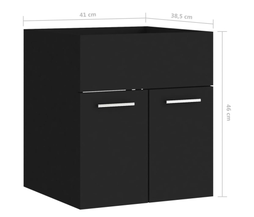 Armario para lavabo madera contrachapada negro 41x38,5x46 cm