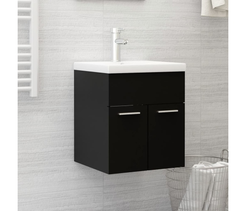 Armario para lavabo madera contrachapada negro 41x38,5x46 cm