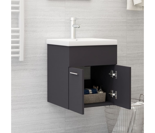 Armario para lavabo madera contrachapada gris 41x38,5x46 cm