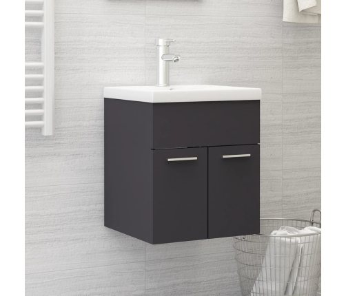 Armario para lavabo madera contrachapada gris 41x38,5x46 cm